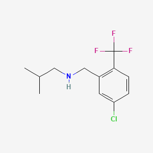 molecular formula C12H15ClF3N B8267499 N-(5-Chloro-2-(trifluoromethyl)benzyl)-2-methylpropan-1-amine 