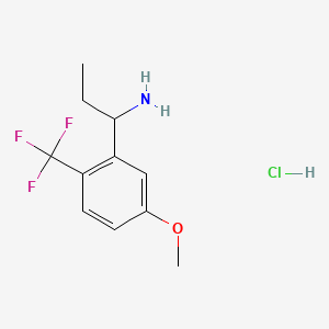 molecular formula C11H15ClF3NO B8267540 1-(5-Methoxy-2-(trifluoromethyl)phenyl)propan-1-amine hydrochloride 