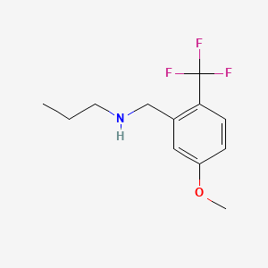 molecular formula C12H16F3NO B8267572 N-(5-Methoxy-2-(trifluoromethyl)benzyl)propan-1-amine 