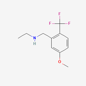 molecular formula C11H14F3NO B8267589 N-(5-Methoxy-2-(trifluoromethyl)benzyl)ethanamine 