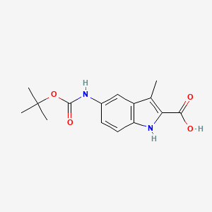 molecular formula C15H18N2O4 B8268517 5-((tert-Butoxycarbonyl)amino)-3-methyl-1H-indole-2-carboxylic acid 