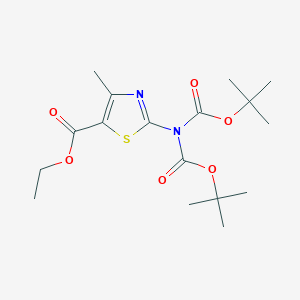 molecular formula C17H26N2O6S B8269001 Ethyl 2-[bis[(2-methylpropan-2-yl)oxycarbonyl]amino]-4-methyl-1,3-thiazole-5-carboxylate 