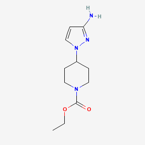 molecular formula C11H18N4O2 B8269409 ethyl 4-(3-amino-1H-pyrazol-1-yl)piperidine-1-carboxylate 