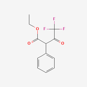 molecular formula C12H11F3O3 B8269459 ethyl 4,4,4-trifluoro-3-oxo-2-phenylbutanoate 