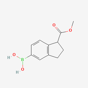 molecular formula C11H13BO4 B8269550 (1-(Methoxycarbonyl)-2,3-dihydro-1H-inden-5-yl)boronic acid 