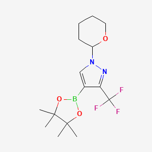 molecular formula C15H22BF3N2O3 B8269556 1-(Tetrahydro-2H-pyran-2-yl)-4-(4,4,5,5-tetramethyl-1,3,2-dioxaborolan-2-yl)-3-(trifluoromethyl)-1H-pyrazole 