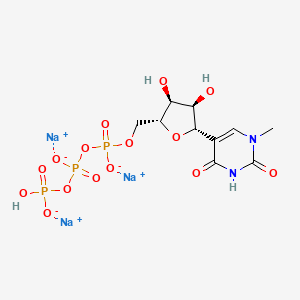 molecular formula C10H14N2Na3O15P3 B8269568 trisodium;[[[(2R,3S,4R,5S)-3,4-dihydroxy-5-(1-methyl-2,4-dioxopyrimidin-5-yl)oxolan-2-yl]methoxy-oxidophosphoryl]oxy-oxidophosphoryl] hydrogen phosphate 