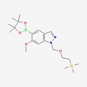 molecular formula C20H33BN2O4Si B8269585 6-Methoxy-5-(4,4,5,5-tetramethyl-1,3,2-dioxaborolan-2-yl)-1-((2-(trimethylsilyl)ethoxy)methyl)-1H-indazole 