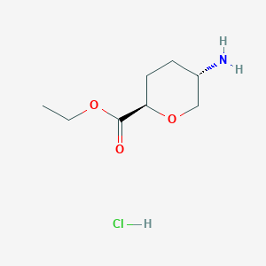molecular formula C8H16ClNO3 B8269609 Ethyl trans-5-amino-tetrahydropyran-2-carboxylate hydrochloride 