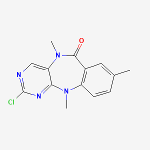 molecular formula C14H13ClN4O B8269668 2-Chloro-5,8,11-trimethylpyrimido[4,5-b][1,4]benzodiazepin-6-one 