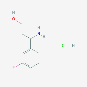 molecular formula C9H13ClFNO B8269685 3-Amino-3-(3-fluorophenyl)propan-1-ol;hydrochloride 