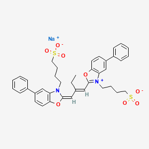 molecular formula C39H39N2NaO8S2 B8270486 5-phenyl-2-(2-((5-phenyl-3-(4-sulfobutyl)-2(3h)-benzoxazolylidene)methy l)-1-butenyl)-3-(4-sulfobutyl)benzoxazolium hydroxide inner salt, sodiu m salt CAS No. 35501-76-9