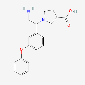 B8271095 1-[2-Amino-1-(3-phenoxy-phenyl)-ethyl]-pyrrolidine-3-carboxylic acid CAS No. 886363-87-7