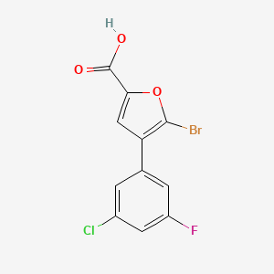 molecular formula C11H5BrClFO3 B8271920 5-Bromo-4-(3-chloro-5-fluorophenyl)furan-2-carboxylic acid 