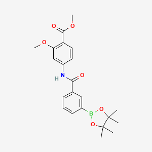 molecular formula C22H26BNO6 B8273160 Methyl 2-methoxy-4-(3-(4,4,5,5-tetramethyl-1,3,2-dioxaborolan-2-yl)benzamido)benzoate 