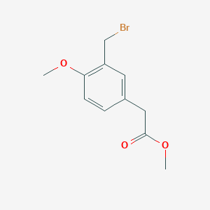 molecular formula C11H13BrO3 B8273730 Methyl 2-(3-(bromomethyl)-4-methoxyphenyl)acetate 