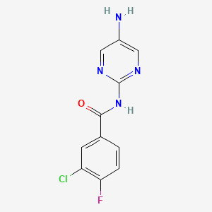 molecular formula C11H8ClFN4O B8273928 N-(5-aminopyrimidin-2-yl)-3-chloro-4-fluorobenzamide 