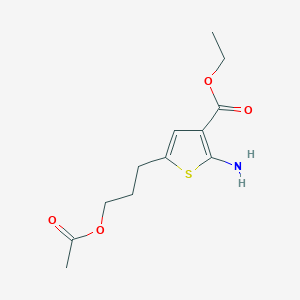 molecular formula C12H17NO4S B8274298 Ethyl 2-amino-5-(3-acetyloxypropyl)-thiophene-3-carboxylate 