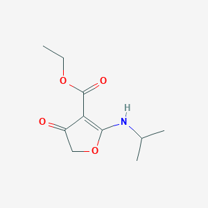 molecular formula C10H15NO4 B8274371 Ethyl 2-(isopropylamino)-4-oxo-4,5-dihydrofuran-3-carboxylate 