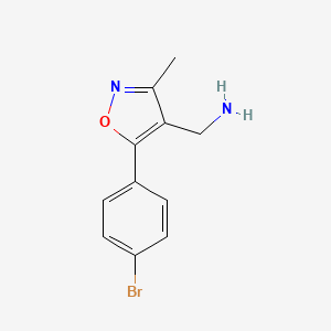 molecular formula C11H11BrN2O B8274396 C-[5-(4-Bromo-phenyl)-3-methyl-isoxazol-4-yl]-methylamine 