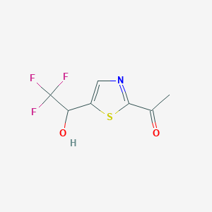 molecular formula C7H6F3NO2S B8274690 Ethanone, 1-[5-(2,2,2-trifluoro-1-hydroxyethyl)-2-thiazolyl]- 