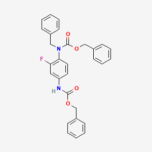 molecular formula C29H25FN2O4 B8274941 Benzyl benzyl(4-{[(benzyloxy)carbonyl]amino}-2-fluorophenyl)carbamate 