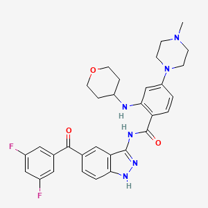 molecular formula C31H32F2N6O3 B8275267 N-[5-(3,5-Difluoro-benzoyl)-1H-indazol-3-yl]-4-(4-methyl-piperazin-1-yl)-2-(tetrahydro-pyran-4-ylamino)-benzamide 