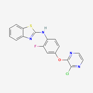 molecular formula C17H10ClFN4OS B8275329 N-(4-(3-chloropyrazin-2-yloxy)-2-fluorophenyl)benzo[d]thiazol-2-amine 
