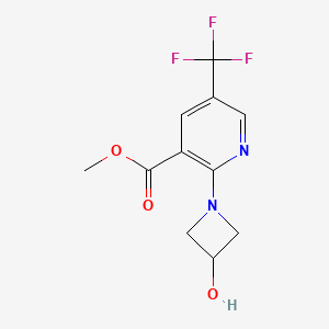 molecular formula C11H11F3N2O3 B8275514 Methyl 2-(3-hydroxyazetidin-1-yl)-5-(trifluoromethyl)nicotinate 