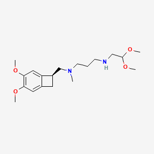 molecular formula C19H32N2O4 B8276061 N-{[(7S)-3,4-dimethoxybicyclo[4.2.0]octa-1,3,5-trien-7-yl]methyl}-N'-(2,2-dimethoxyethyl)-N-methylpropane-1,3-diamine 