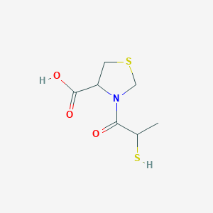 molecular formula C7H11NO3S2 B8276196 N-(2-mercaptopropanoyl)thiazolidine-4-carboxylic acid 