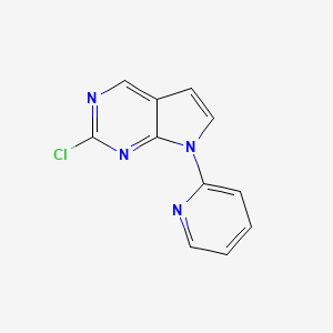 molecular formula C11H7ClN4 B8276461 2-chloro-7-pyridin-2-yl-7H-pyrrolo[2,3-d]pyrimidine 