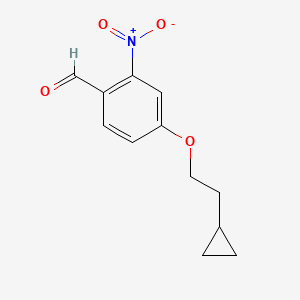 molecular formula C12H13NO4 B8276486 4-(2-Cyclopropylethoxy)-2-nitrobenzaldehyde 