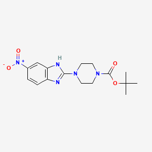 molecular formula C16H21N5O4 B8276527 tert-Butyl 4-(5-nitro-1H-benzo[d]imidazol-2-yl)piperazine-1-carboxylate 