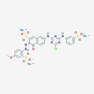 molecular formula C26H17ClN7Na3O11S3 B082766 trisodium;7-[[4-chloro-6-(3-sulfonatoanilino)-1,3,5-triazin-2-yl]amino]-4-hydroxy-3-[(4-methoxy-2-sulfonatophenyl)diazenyl]naphthalene-2-sulfonate CAS No. 12226-20-9