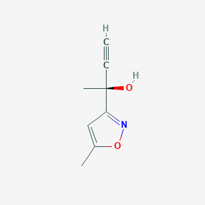molecular formula C8H9NO2 B8276893 (2S)-2-(5-methyl-1,2-oxazol-3-yl)but-3-yn-2-ol 