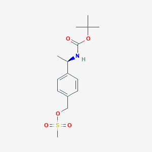 molecular formula C15H23NO5S B8277026 (R)-4-(1-(tert-butoxycarbonylamino)ethyl)benzyl methanesulfonate 
