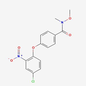 molecular formula C15H13ClN2O5 B8277069 4-(4-chloro-2-nitrophenoxy)-N-methoxy-N-methylbenzamide 