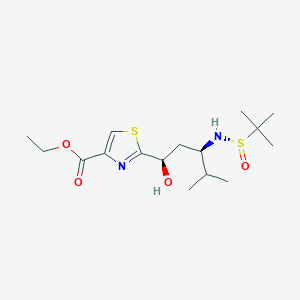 ethyl 2-((1R,3R)-3-(N-sulfinyl)amino-1-hydroxy-4-methylpentyl)thiazole-4-carboxylate