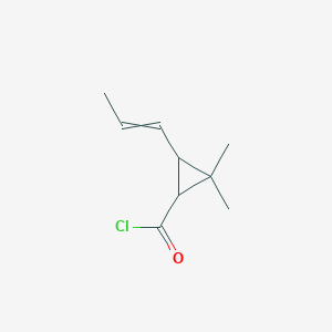 molecular formula C9H13ClO B8277652 2,2-Dimethyl-3-prop-1-enylcyclopropane-1-carbonyl chloride 