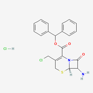 molecular formula C21H20Cl2N2O3S B8278039 Benzhydryl 7-amino-3-chloromethyl-3-cephem-4-carboxylate hydrochloride 