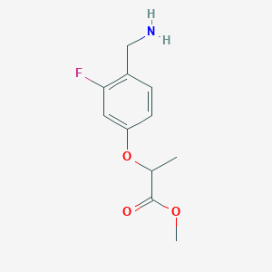 molecular formula C11H14FNO3 B8278183 Methyl 2-[4-(aminomethyl)-3-fluorophenoxy]propanoate 