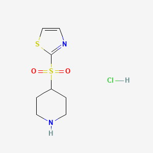 molecular formula C8H13ClN2O2S2 B8278244 2-(Piperidin-4-ylsulfonyl)thiazole hydrochloride 