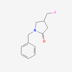 molecular formula C12H14INO B8278383 1-Benzyl-4-iodomethyl-pyrrolidin-2-one 