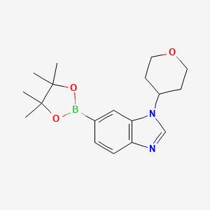 molecular formula C18H25BN2O3 B8278491 1-(Tetrahydro-2H-pyran-4-yl)-6-(4,4,5,5-tetramethyl-1,3,2-dioxaborolan-2-yl)-1H-benzo[d]imidazole 