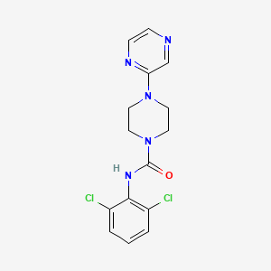 molecular formula C15H15Cl2N5O B8278634 N-(2,6-Dichlorophenyl)-4-(pyrazin-2-yl)piperazine-1-carboxamide CAS No. 89007-60-3
