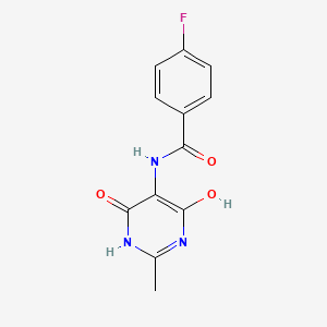molecular formula C12H10FN3O3 B8278807 N-(4,6-dihydroxy-2-methylpyrimidin-5-yl)-4-fluorobenzamide 