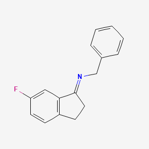 molecular formula C16H14FN B8278862 Benzyl-(6-fluoroindan-1-ylidene)-amine 