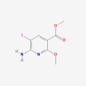molecular formula C8H9IN2O3 B8278865 Methyl 6-amino-5-iodo-2-(methyloxy)-3-pyridinecarboxylate 