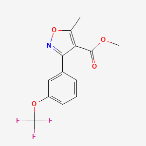 molecular formula C13H10F3NO4 B8278996 Methyl 5-Methyl-3-[3-(trifluoromethoxy)phenyl]isoxazole-4-carboxylate 